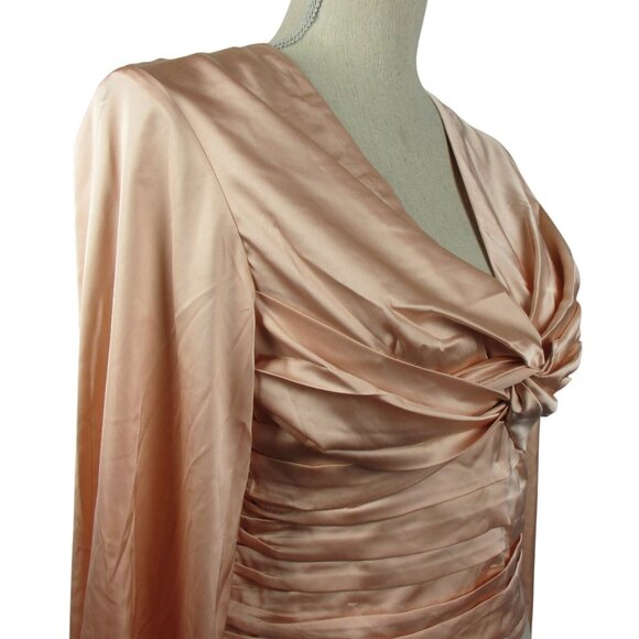 Express soft pink blouse satin long sleeve open bow back Size S Ballet NEW - Picture 4 of 7